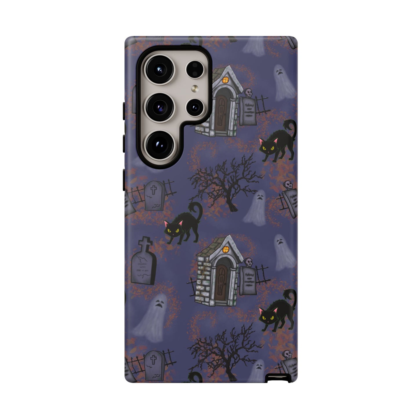 Halloween Phone Case, Spooky Cat Design, Tough Phone Cover, Gift for Cat Lovers, Fall Decor, Halloween Accessories