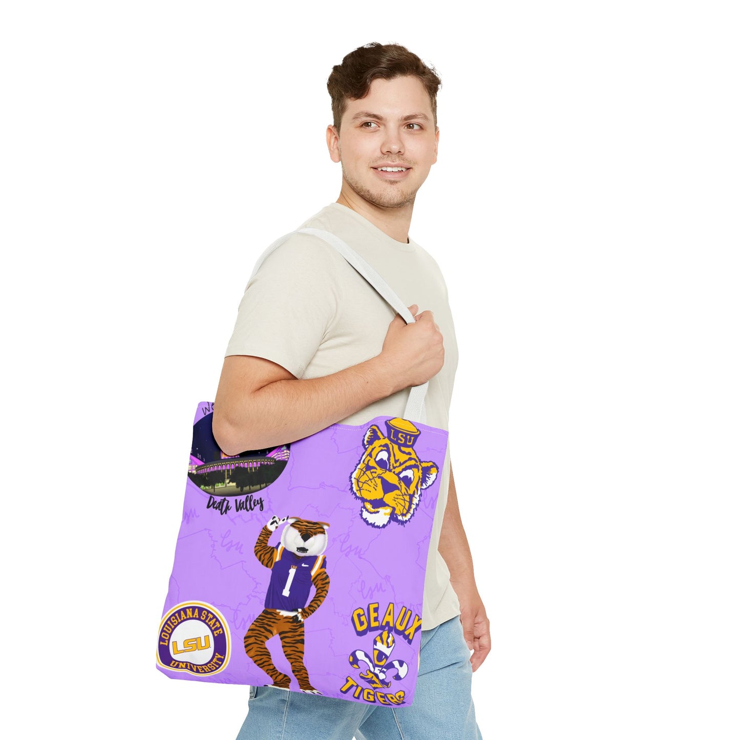 LSU Spirit Tote Bag, Purple Graphic Tote, College Pride Bag, Everyday Essentials, Game Day Tote, Unique Gifts for Students