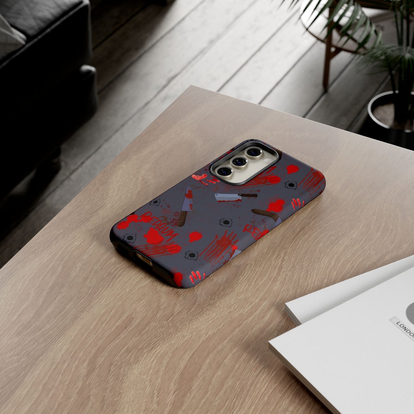 Blood Splatter Phone Case, Tough Case for Horror Fans, Halloween Accessory, Unique Gift for Gamers, Spooky Phone Cover