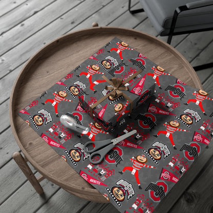Ohio State Buckeyes Gift Wrap Paper - Brutus Mascot College Football Wrapping Paper