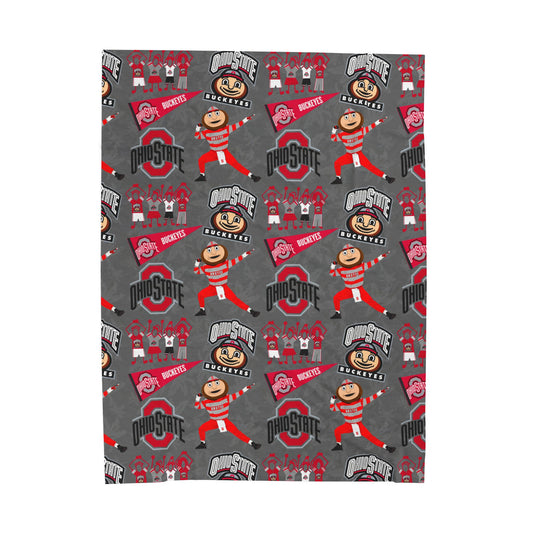 Ohio State Velveteen Plush Blanket, Cozy Sports Throw Blanket, College Fan Gift, Soft Fleece Blanket, Warm Home Décor