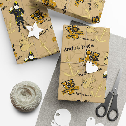 Vanderbilt Pattern Gift Wrap Paper — Personalized College Mascot Wrapping Sheets