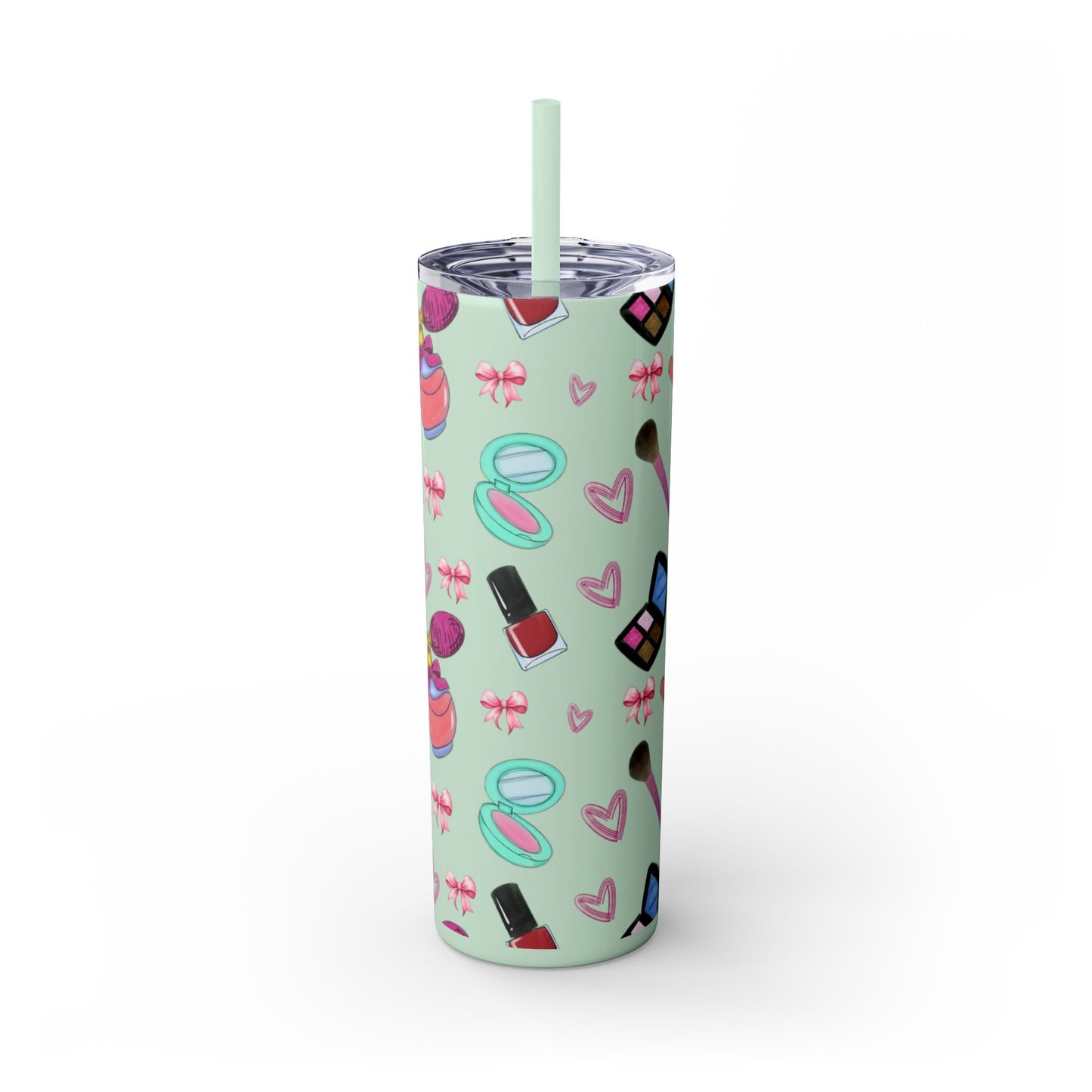 Cosmetic-Themed Skinny Tumbler with Straw | Perfect Gift for Makeup Lovers, Fashionistas, Beauty Enthusiasts, Birthday Celebrations, [...]