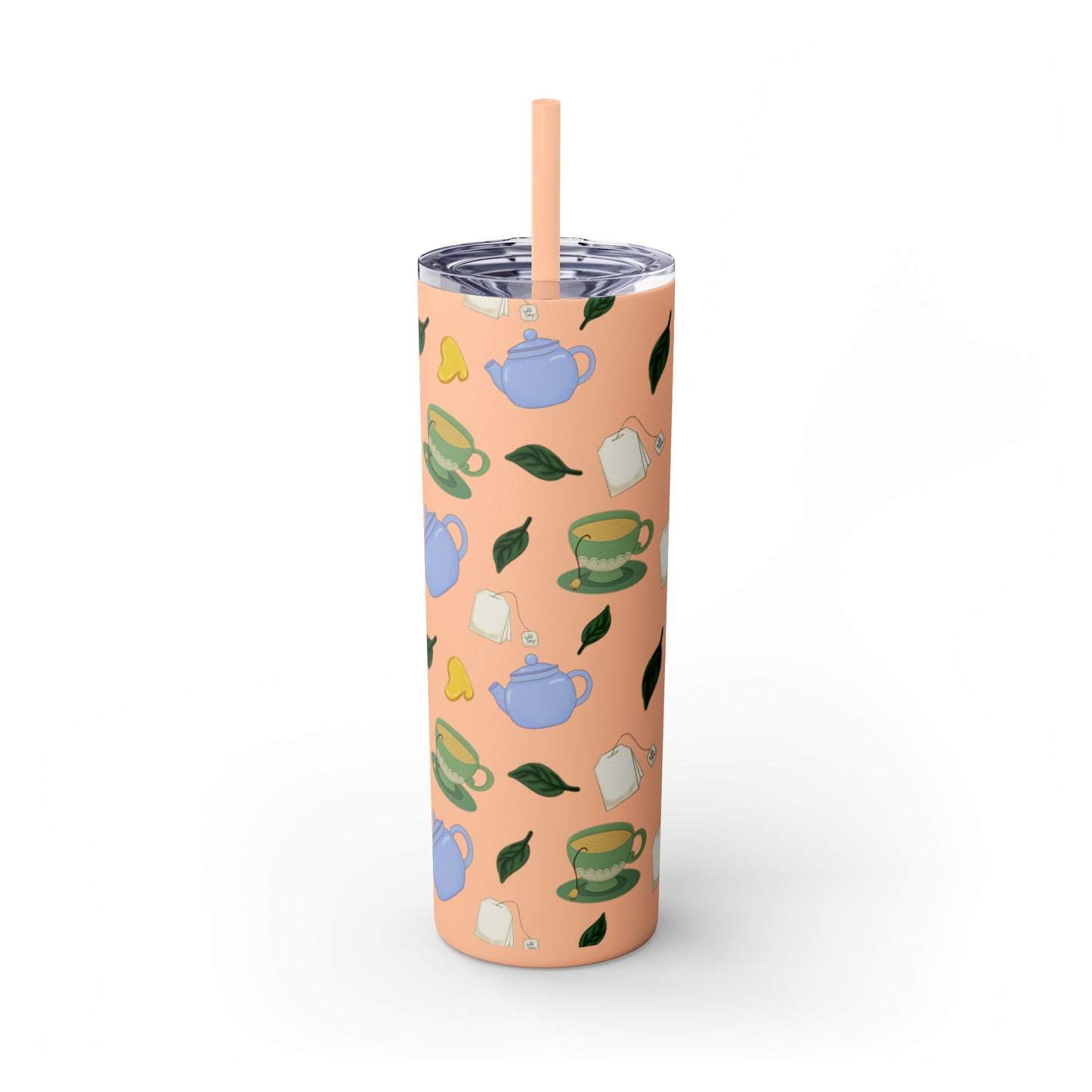Charming Tea Themed Tumbler, Stylish Drinkware for Tea Lovers, Perfect for Gifts, Home, Travel, Eco-Friendly Beverage Container