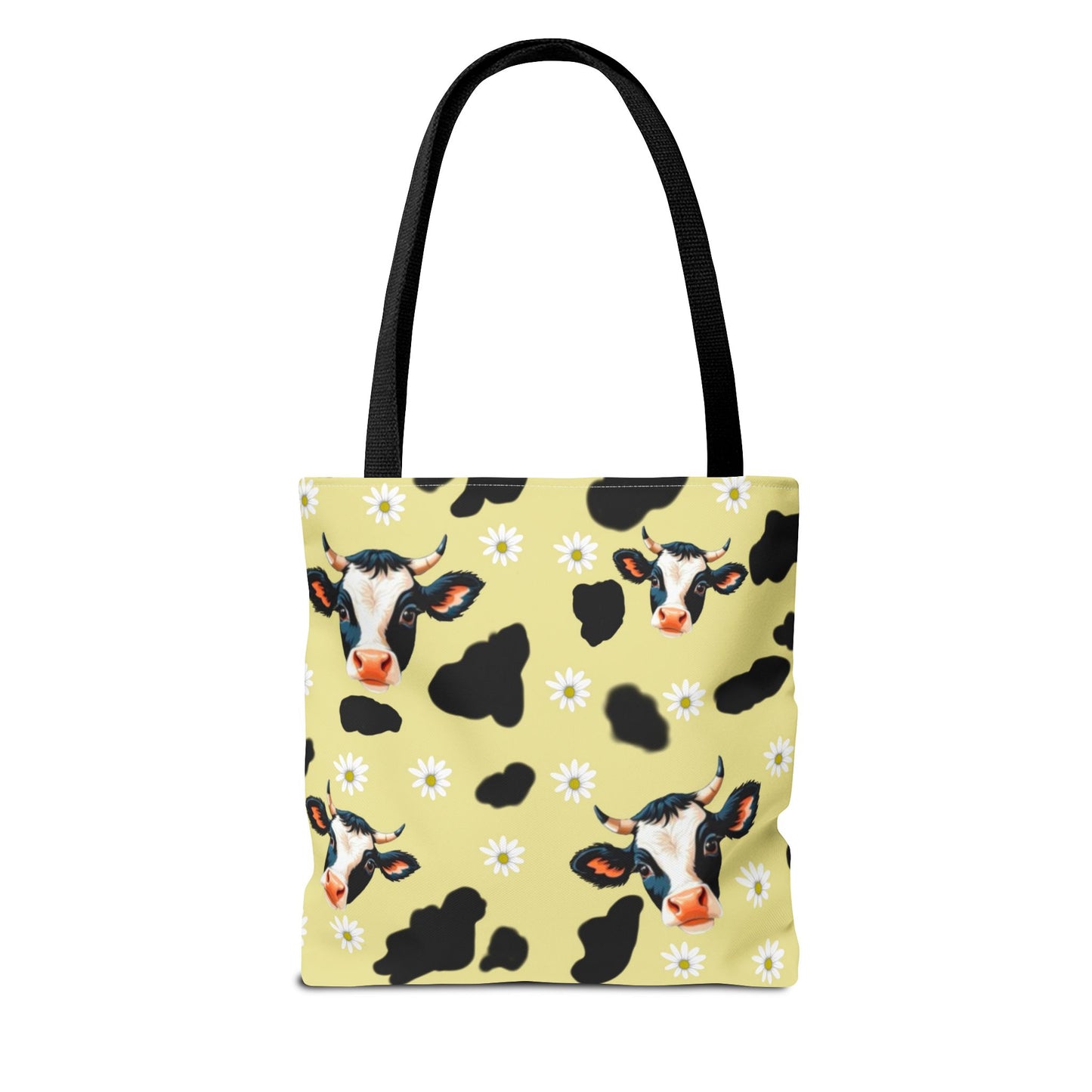 Cow Print Tote Bag, Cute Animal Lover Gift, Floral Cow AOP Bag, Cow-Themed Market Tote, Farmhouse Style Eco-Friendly Bag