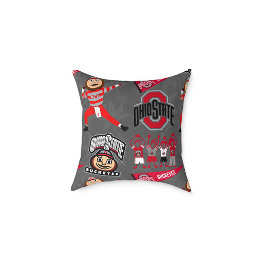 Ohio State Buckeyes Square Poly Canvas Pillow, Sports Fan Decor, College Football Pillow, Team Spirit Cushion, Gift for Student or Alumni