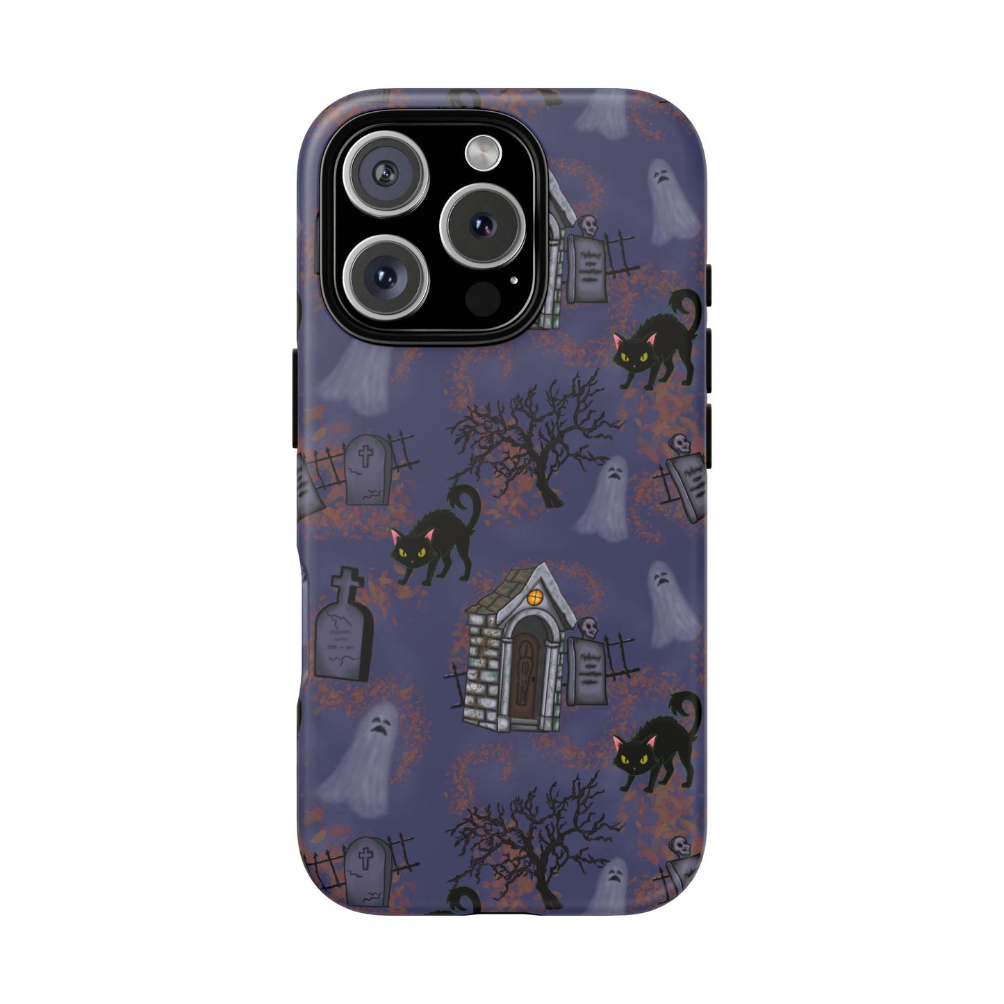 Halloween Phone Case, Spooky Cat Design, Tough Phone Cover, Gift for Cat Lovers, Fall Decor, Halloween Accessories