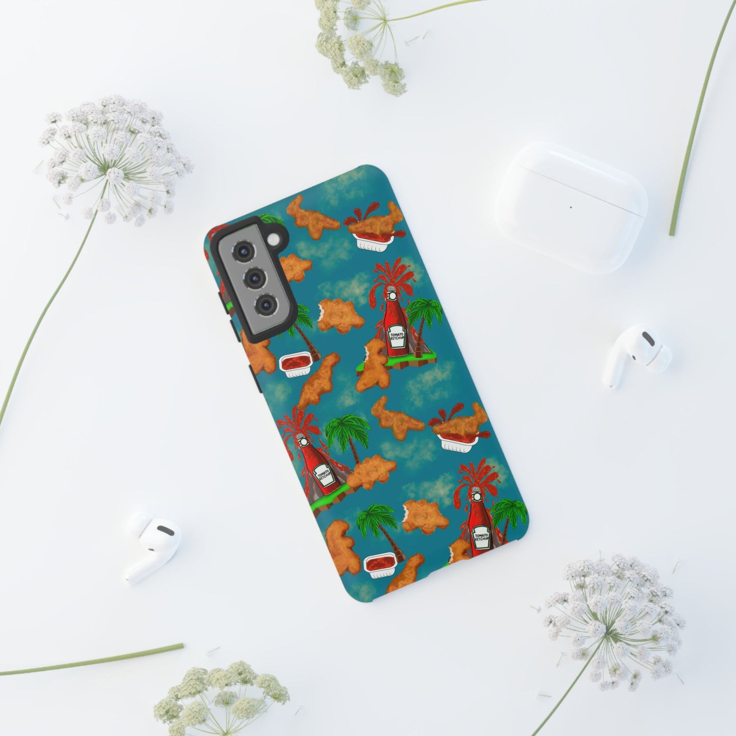 Dino Nuggets Phone Case - Tropical Vibes & Humor, Perfect Gift for Friends, Summer BBQ, Beach Lovers, Unique Accessory, Tough Cases