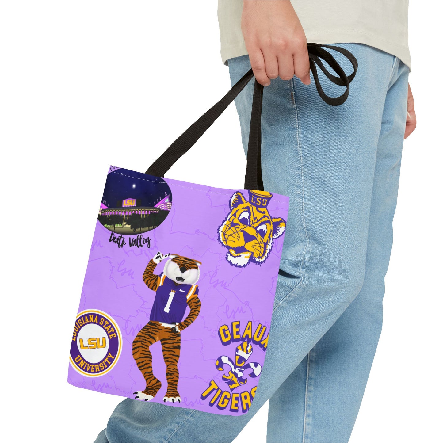LSU Spirit Tote Bag, Purple Graphic Tote, College Pride Bag, Everyday Essentials, Game Day Tote, Unique Gifts for Students