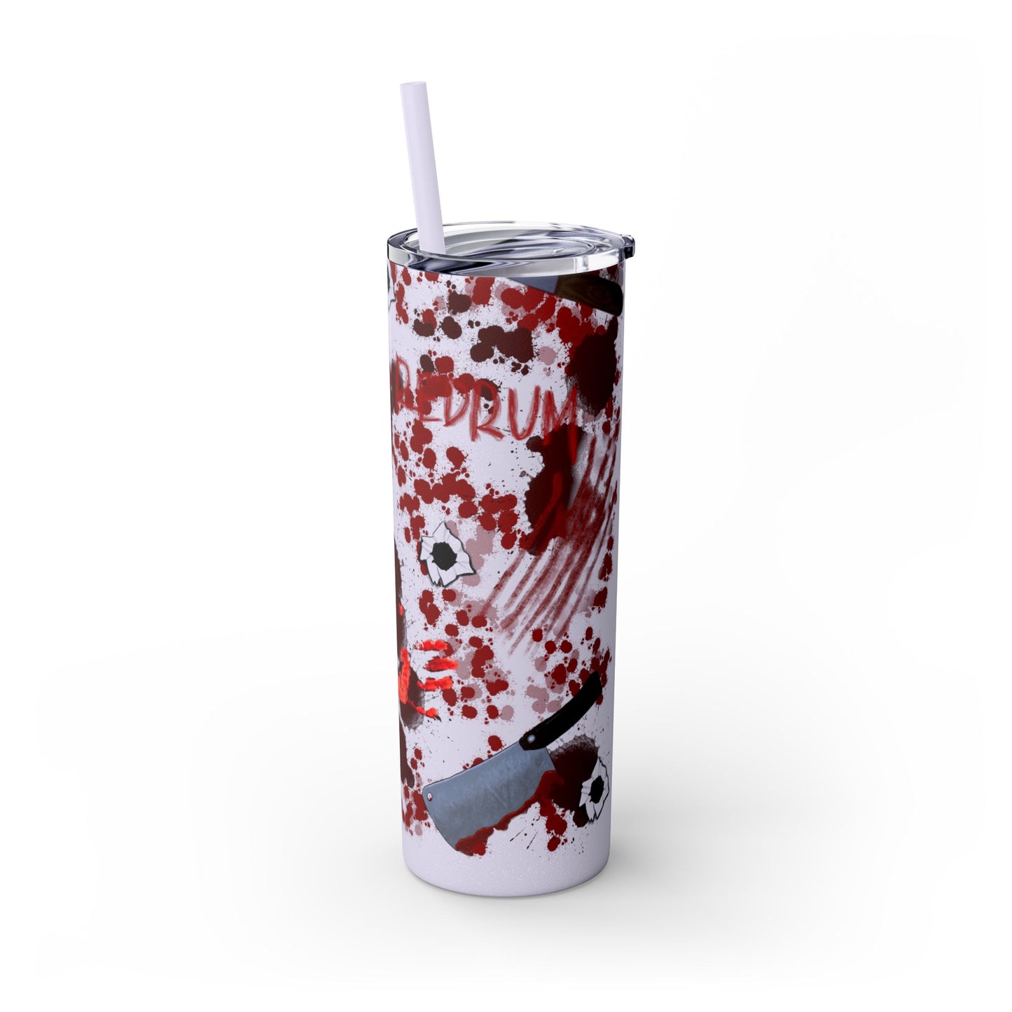 Blood Splatter Print Skinny Tumbler | 20oz Insulated Travel Cup, Unique Gift for Artists, Halloween Decor, Stylish Water Bottle, Revenge Themed