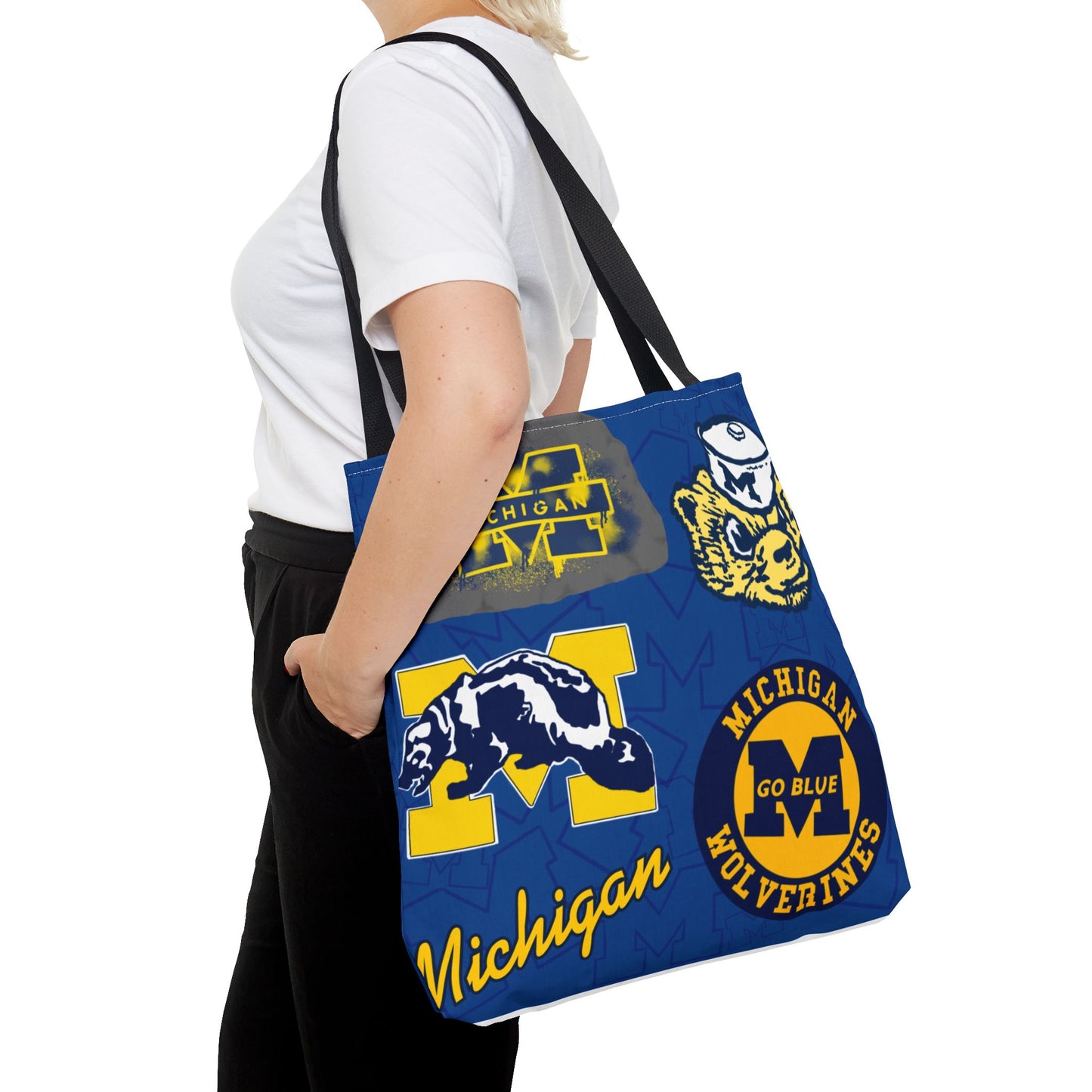 Michigan Spirit Tote Bag, College Student Gift, Game Day Accessory, Team Pride, Sports Tote, University of Michigan