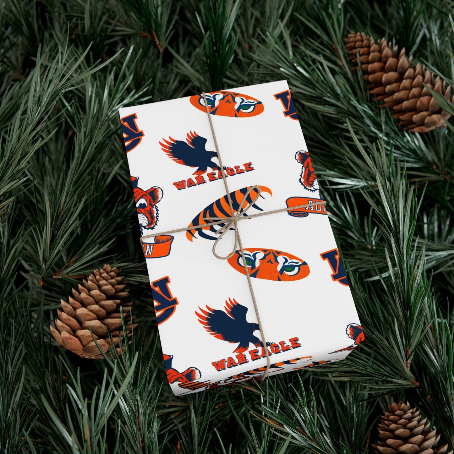 Auburn Tigers Patterned Gift Wrap Paper – Collegiate Football Wrapping Sheets (Includes AU Logos, War Eagle & Tiger Motifs)