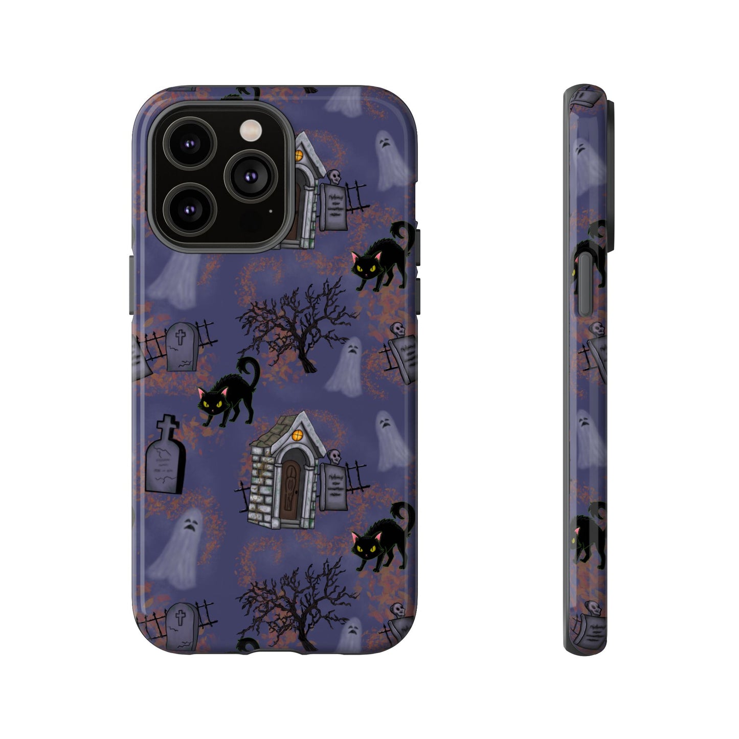 Halloween Phone Case, Spooky Cat Design, Tough Phone Cover, Gift for Cat Lovers, Fall Decor, Halloween Accessories