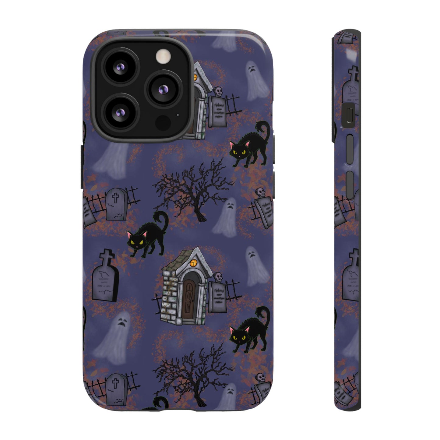 Halloween Phone Case, Spooky Cat Design, Tough Phone Cover, Gift for Cat Lovers, Fall Decor, Halloween Accessories