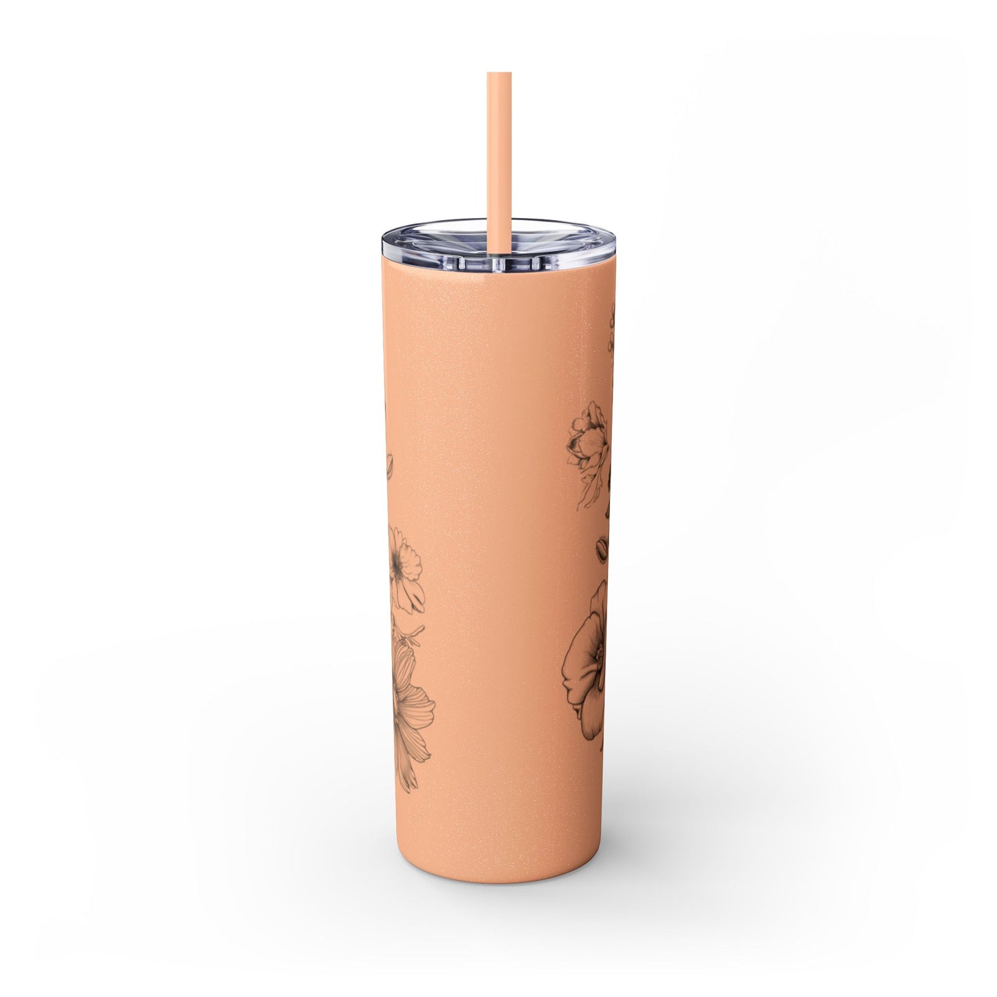 Floral Skinny Tumbler, Elegant Flower Design Drinkware, Perfect for Weddings, Gifts, or Everyday Use