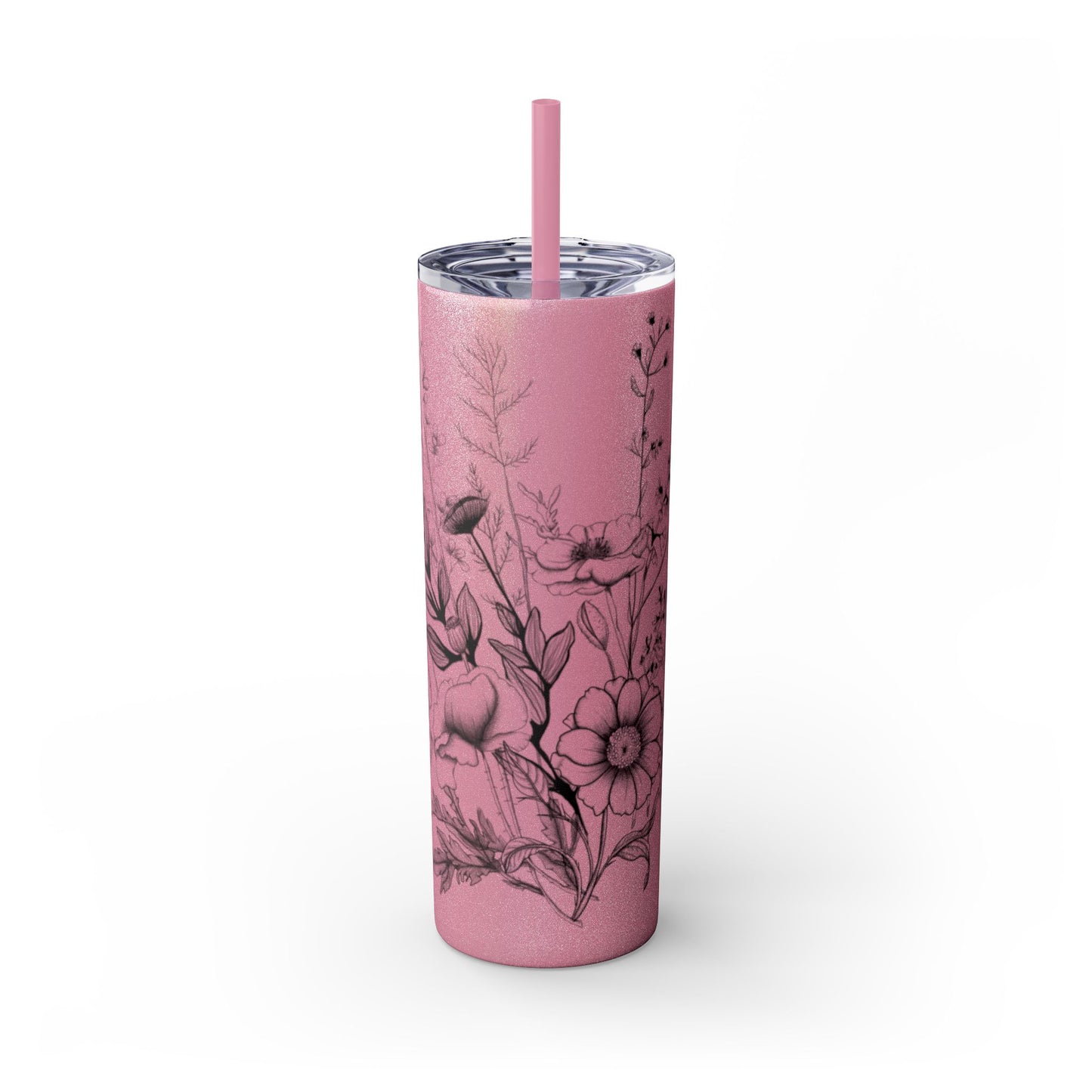 Floral Skinny Tumbler, Elegant Flower Design Drinkware, Perfect for Weddings, Gifts, or Everyday Use