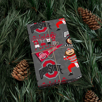 Ohio State Buckeyes Gift Wrap Paper - Brutus Mascot College Football Wrapping Paper