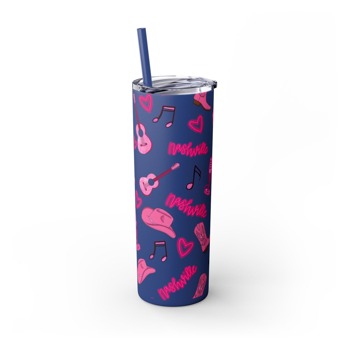 Pink Nashville Themed Skinny Tumbler | 20oz Drink Cup for Concerts, Parties, Gifts, Festivals, or Daily Use