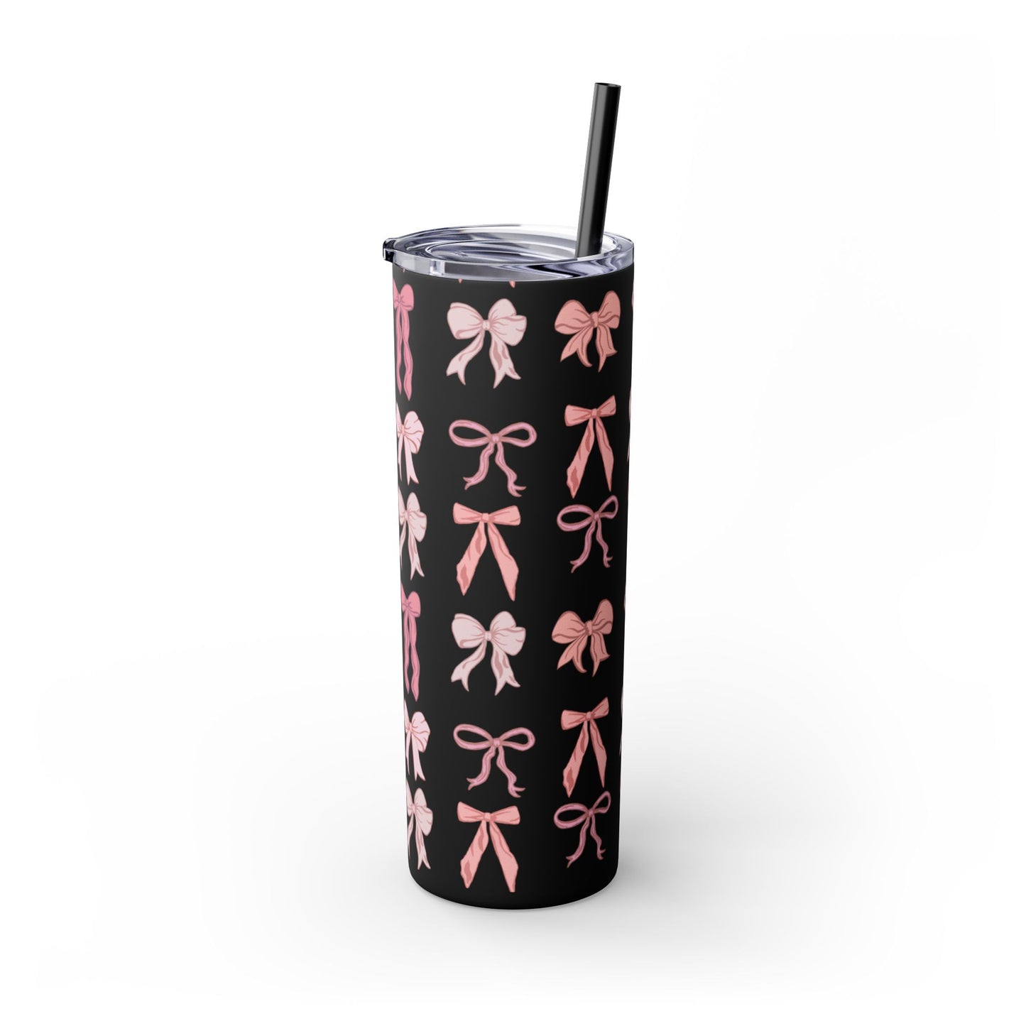 Cute Bow Pattern Skinny Tumbler, 20oz Travel Mug, Gift for Her, Bridesmaid Gift, Bachelorette Party Favor, Hydration Cup