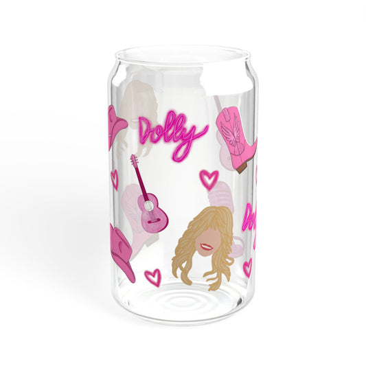 Dolly Parton Inspired Sipper Glass | 16oz Fun Drinking Jar | Cute Gift for Music Lovers, Summer Parties, Weddings, Birthdays, Home Decor