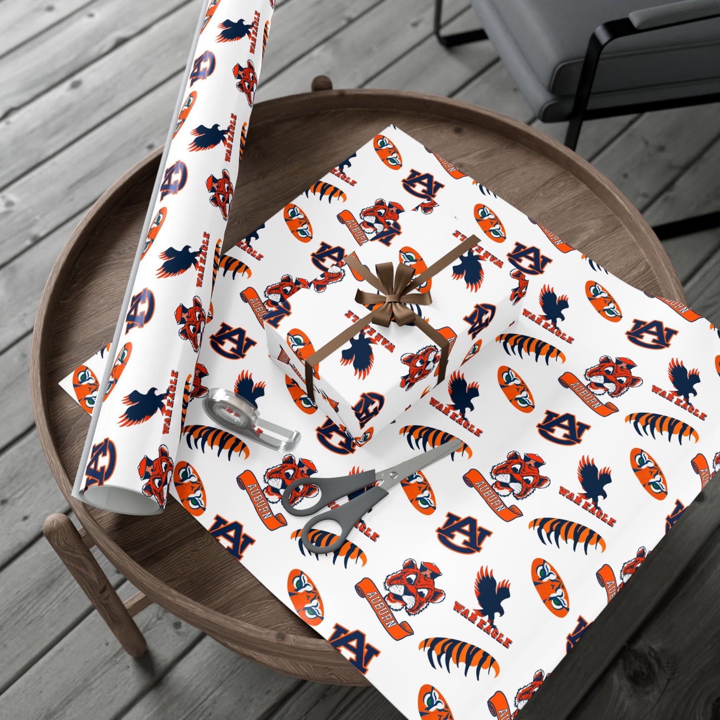 Auburn Tigers Patterned Gift Wrap Paper – Collegiate Football Wrapping Sheets (Includes AU Logos, War Eagle & Tiger Motifs)