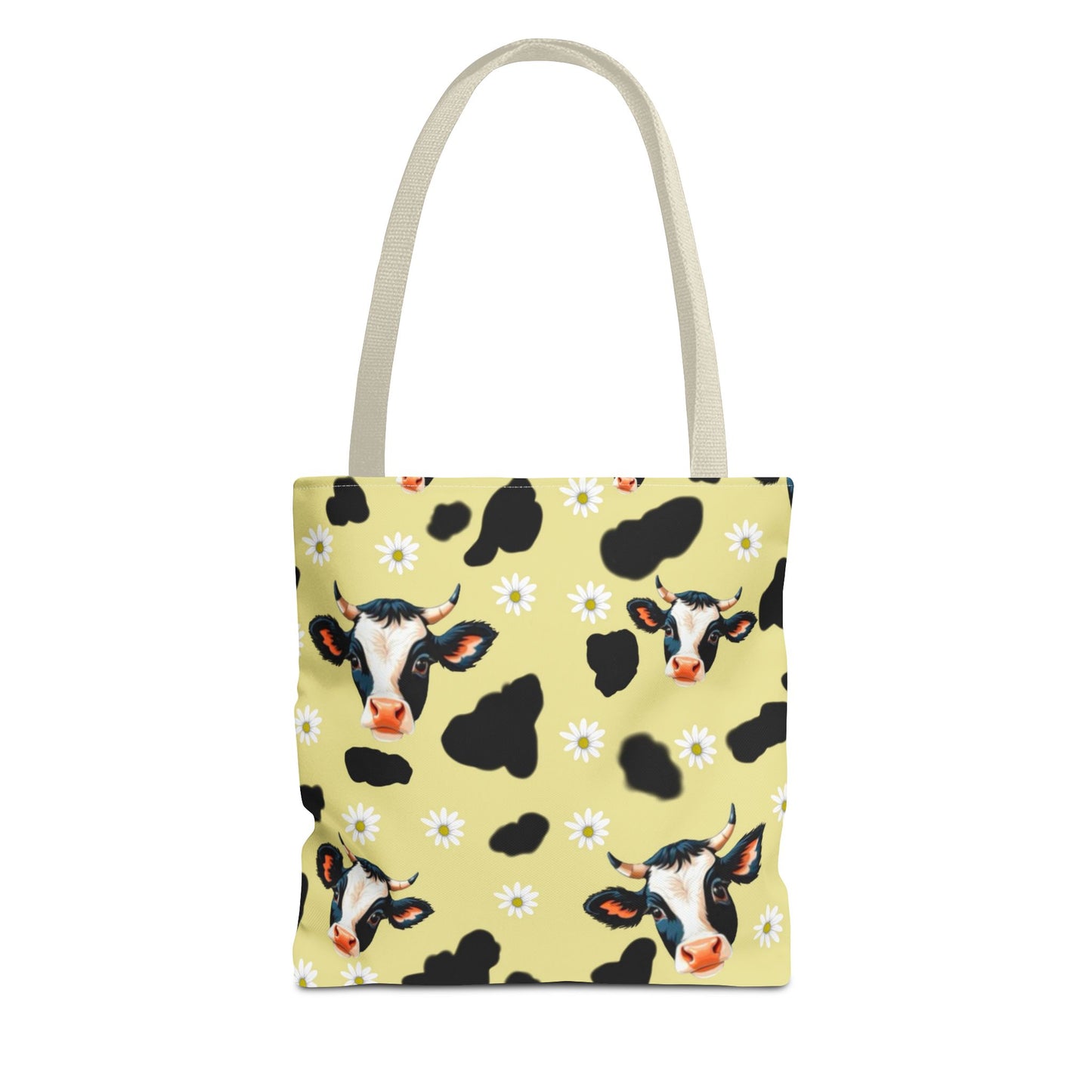 Cow Print Tote Bag, Cute Animal Lover Gift, Floral Cow AOP Bag, Cow-Themed Market Tote, Farmhouse Style Eco-Friendly Bag