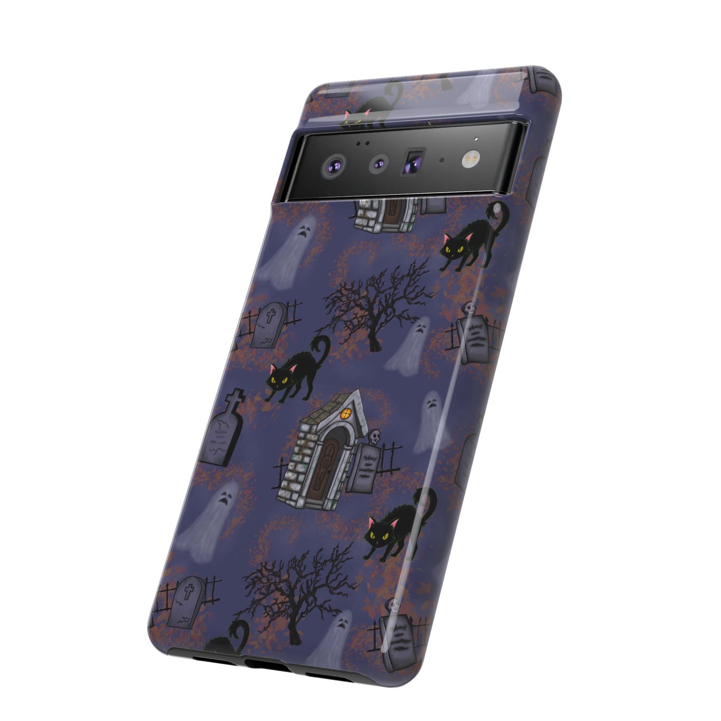 Halloween Phone Case, Spooky Cat Design, Tough Phone Cover, Gift for Cat Lovers, Fall Decor, Halloween Accessories