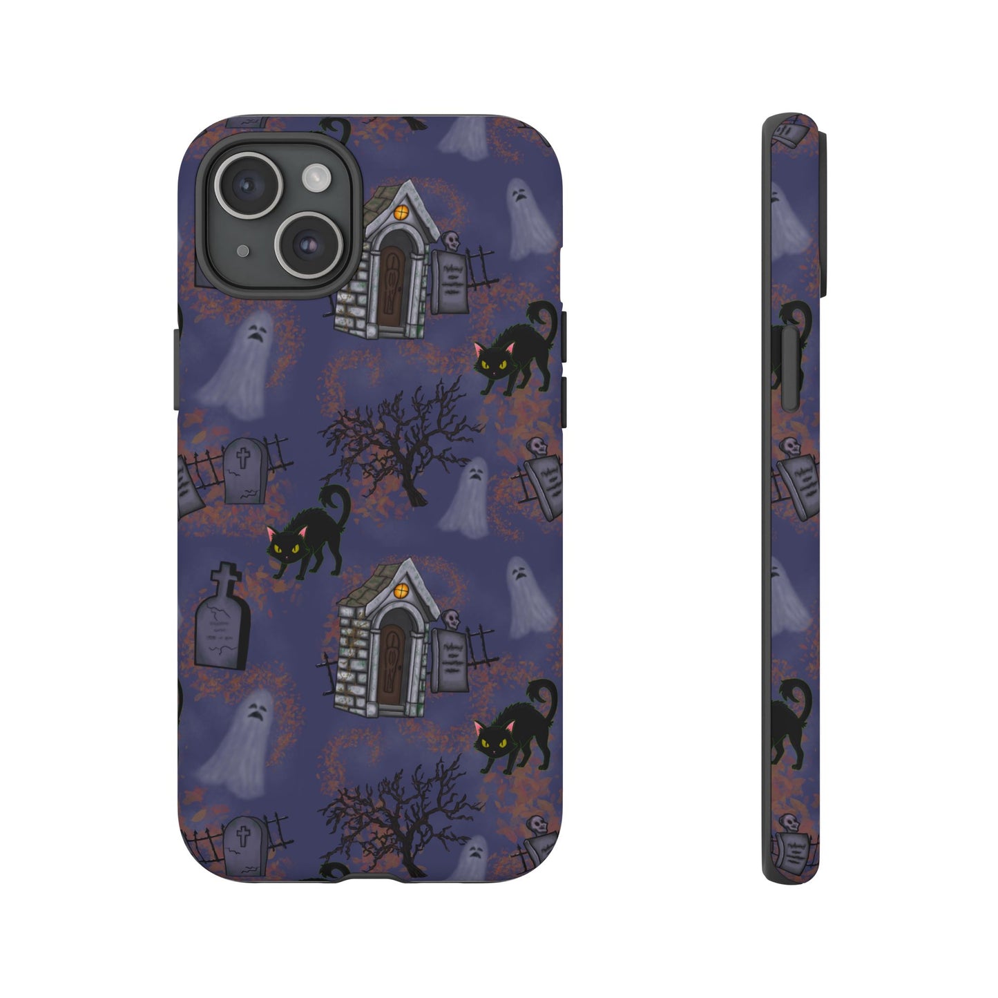 Halloween Phone Case, Spooky Cat Design, Tough Phone Cover, Gift for Cat Lovers, Fall Decor, Halloween Accessories