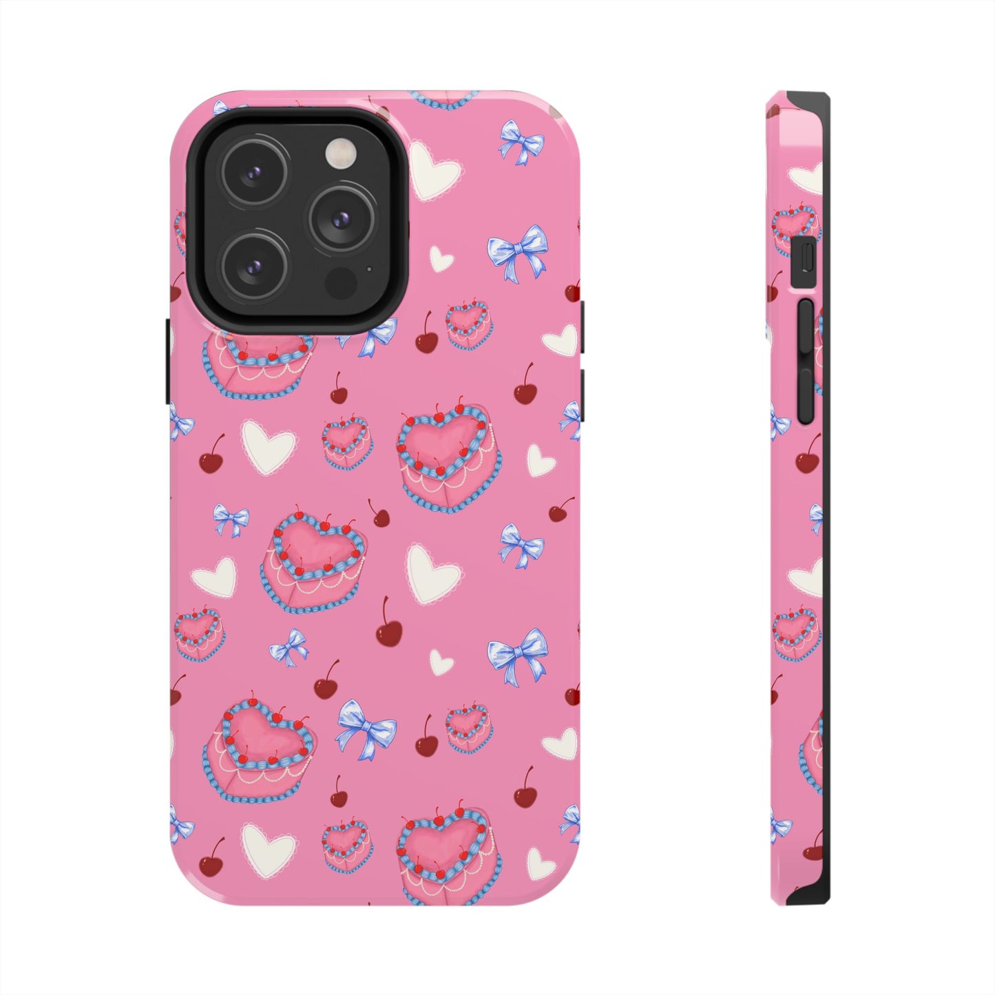 Hearts and Cake Patterned Phone Cases with Bow and Cherry Designs, Durable Phone Cover, Trendy Gift for Teens, Stylish Accessory, Perfect for [...]