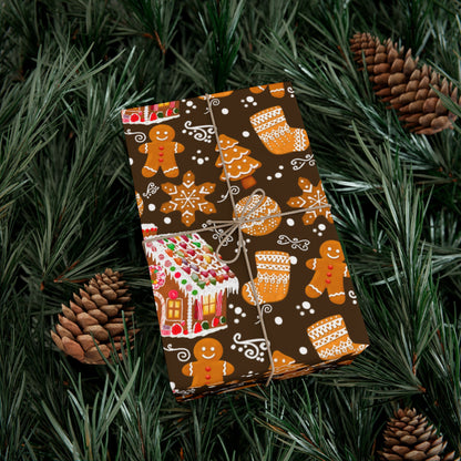 Gingerbread House Holiday Gift Wrap Paper
