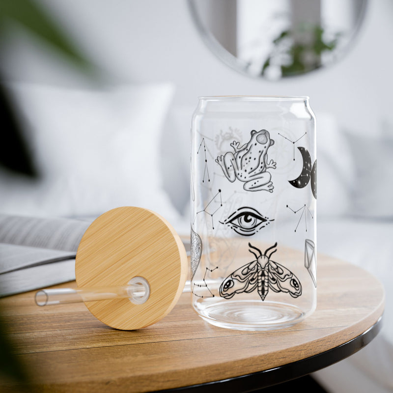 Mystical Sipper Glass, 16oz | Artistic Drinkware, Eco-Friendly Beverage Container, Unique Gift for Tea/Coffee Lovers, Home Decor, Wellness