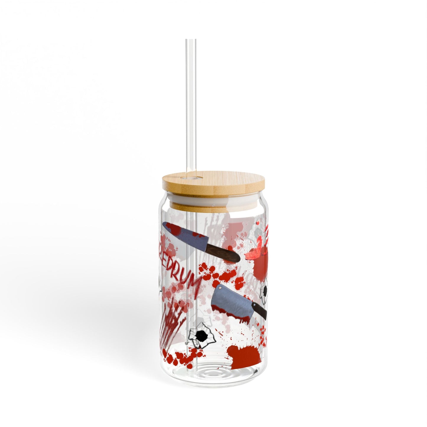 Blood Splatter Sipper Glass, 16oz | Perfect for Halloween, Parties, Gifting & Decor, Unique Drinkware, Decorative Jar