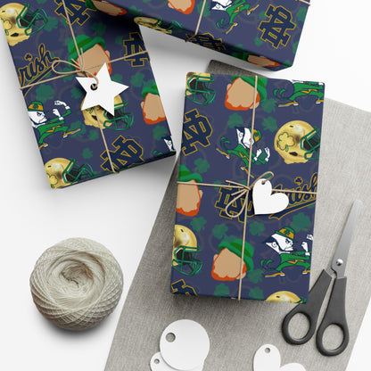 Notre Dame Fighting Irish Gift Wrap Paper – College Football Themed Wrapping Sheets