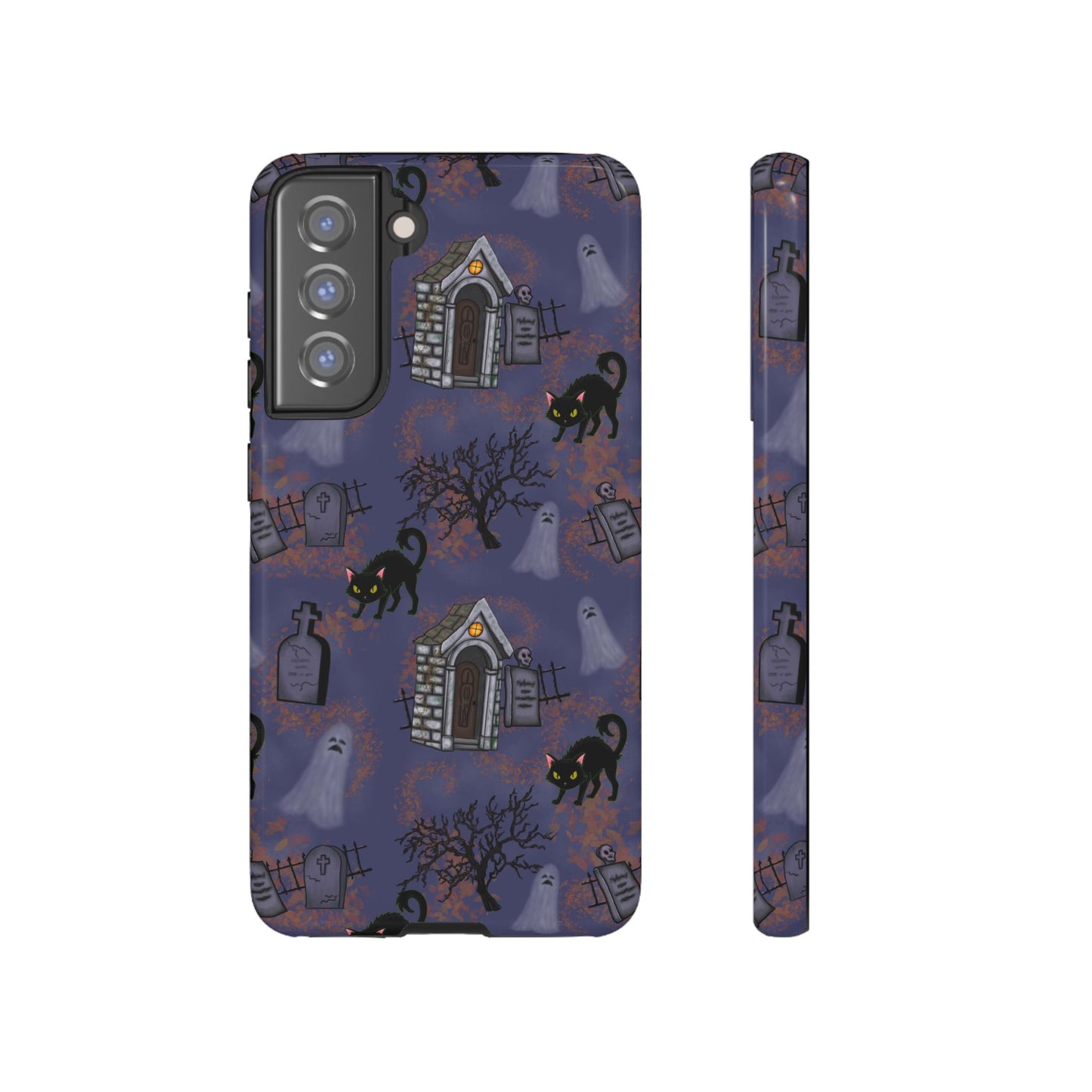 Halloween Phone Case, Spooky Cat Design, Tough Phone Cover, Gift for Cat Lovers, Fall Decor, Halloween Accessories