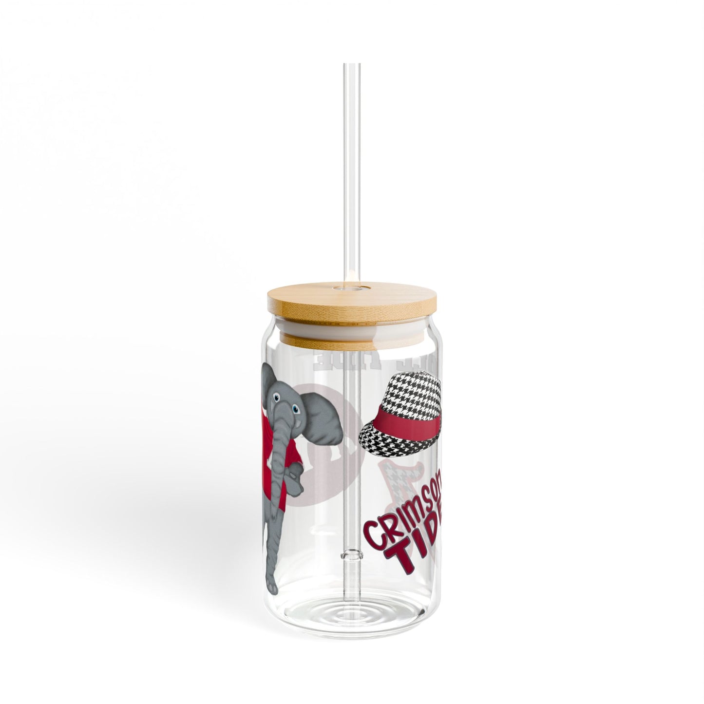 Crimson Tide Sipper Glass, 16oz | Alabama Fan Gift, Sports Drinkware, Summer Hydration, College Spirit, BBQ Fun