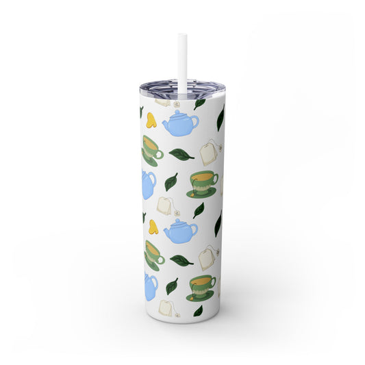 Charming Tea Themed Tumbler, Stylish Drinkware for Tea Lovers, Perfect for Gifts, Home, Travel, Eco-Friendly Beverage Container