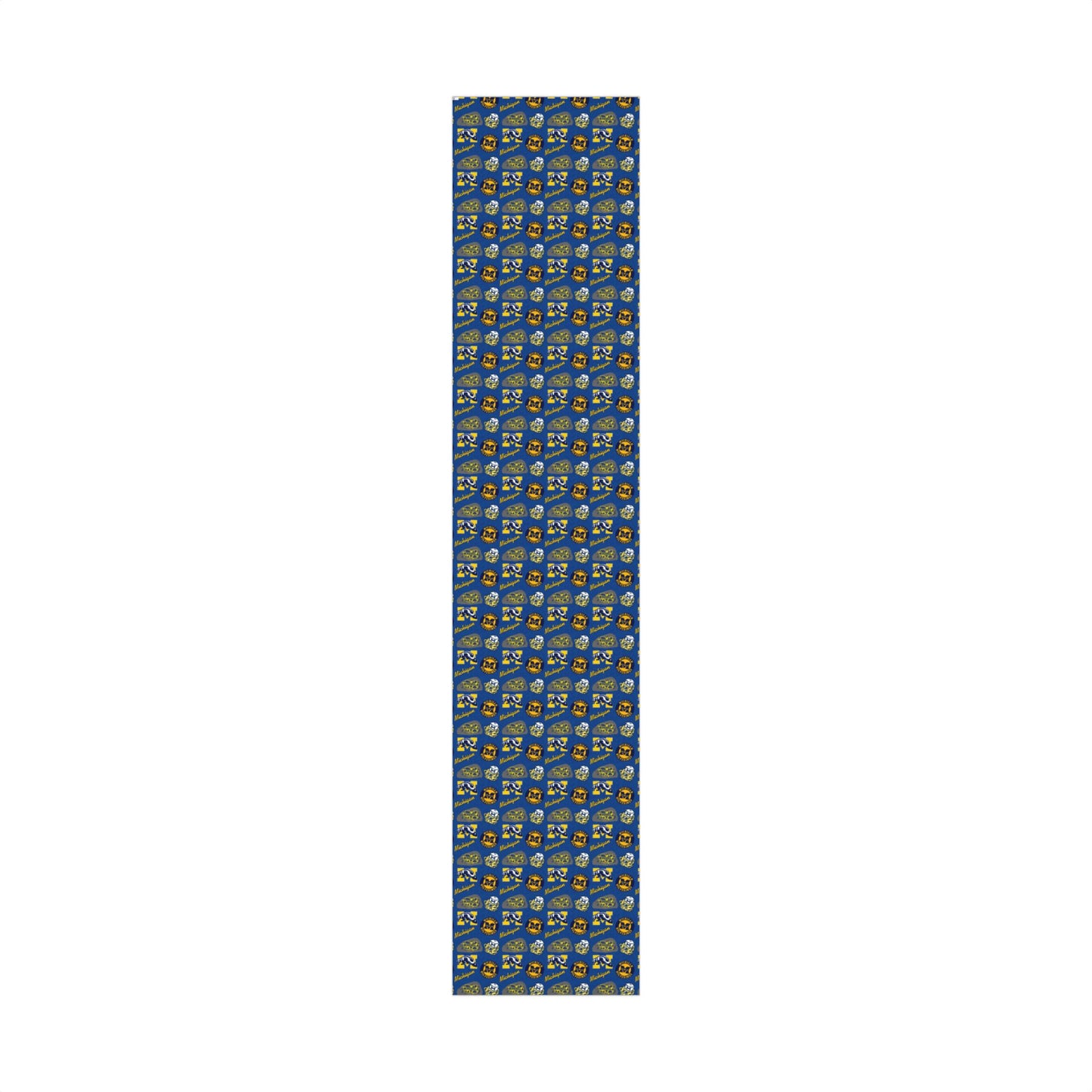 Michigan Wolverines Gift Wrap Paper – Blue & Maize Collegiate Pattern (Text: "Michigan")