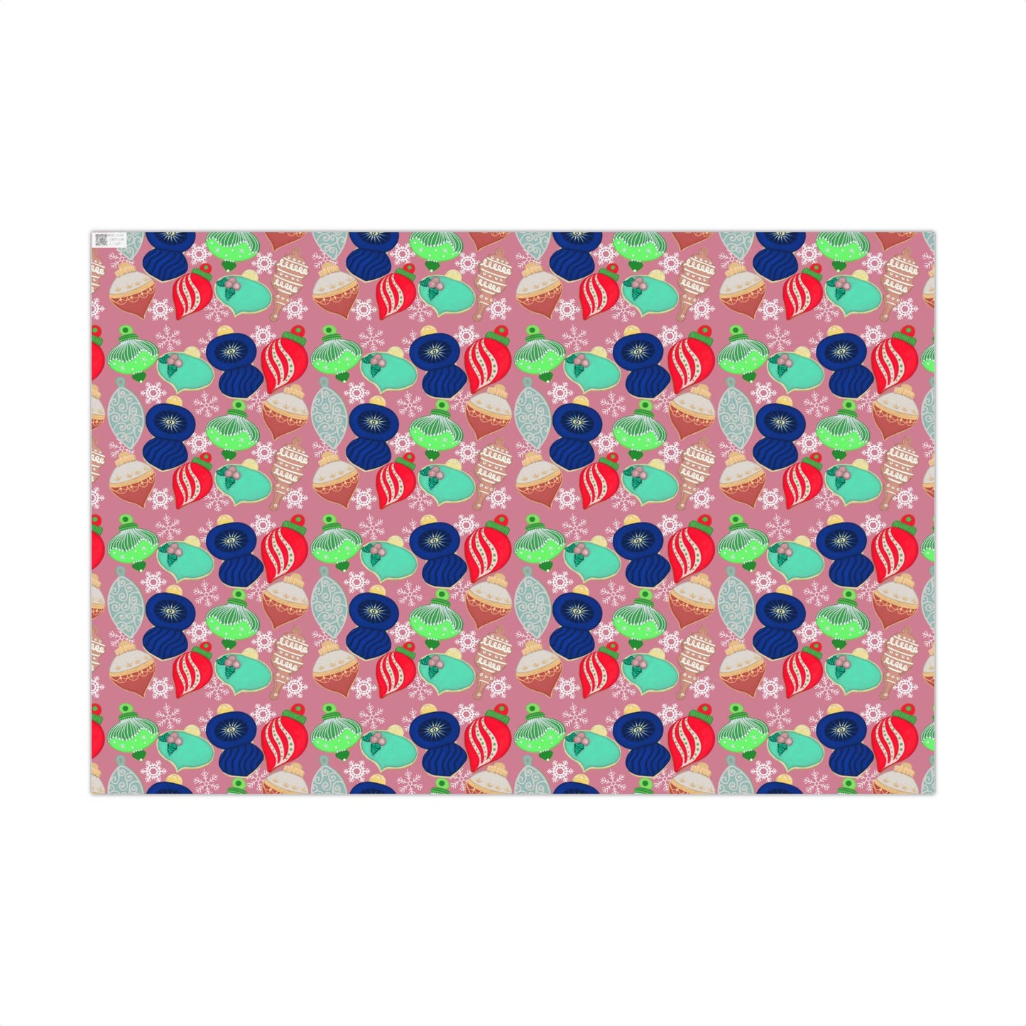 Cookie Holiday Ornament Gift Wrap Paper — Pink Retro Bauble Pattern