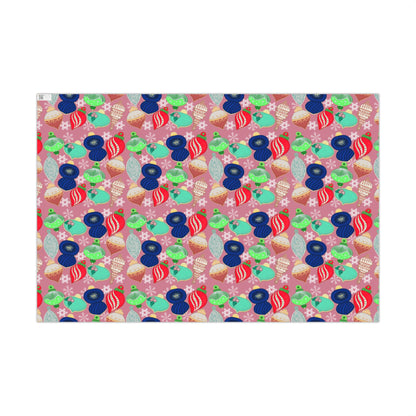 Cookie Holiday Ornament Gift Wrap Paper — Pink Retro Bauble Pattern