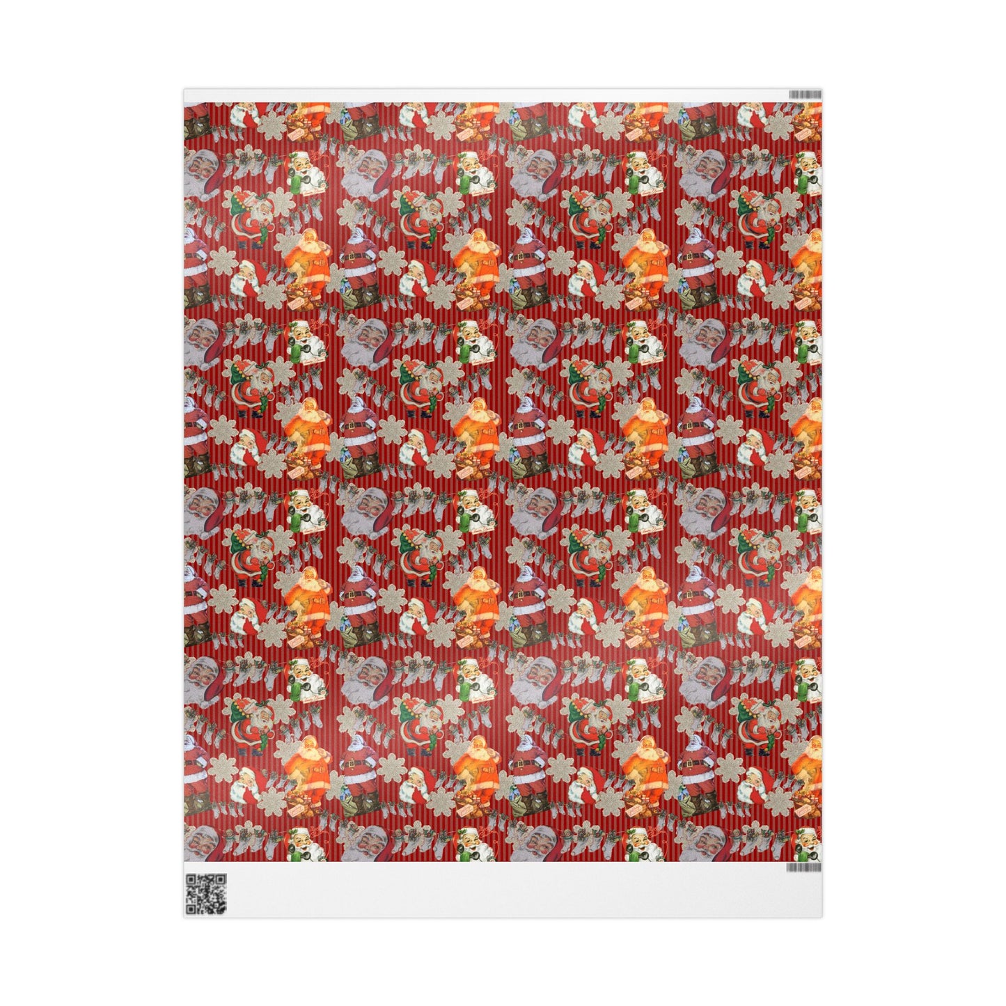 Vintage Santa & Ornaments Christmas Wrapping Paper Roll