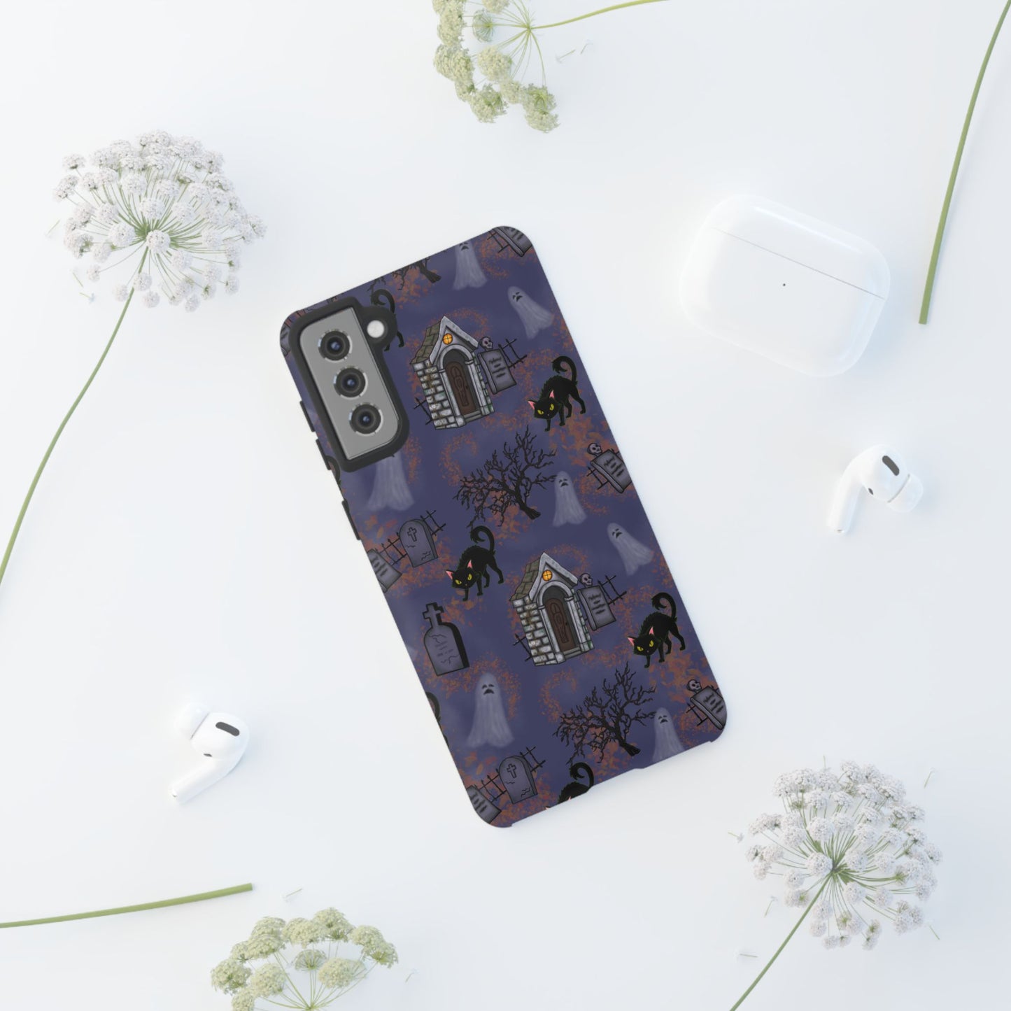 Halloween Phone Case, Spooky Cat Design, Tough Phone Cover, Gift for Cat Lovers, Fall Decor, Halloween Accessories