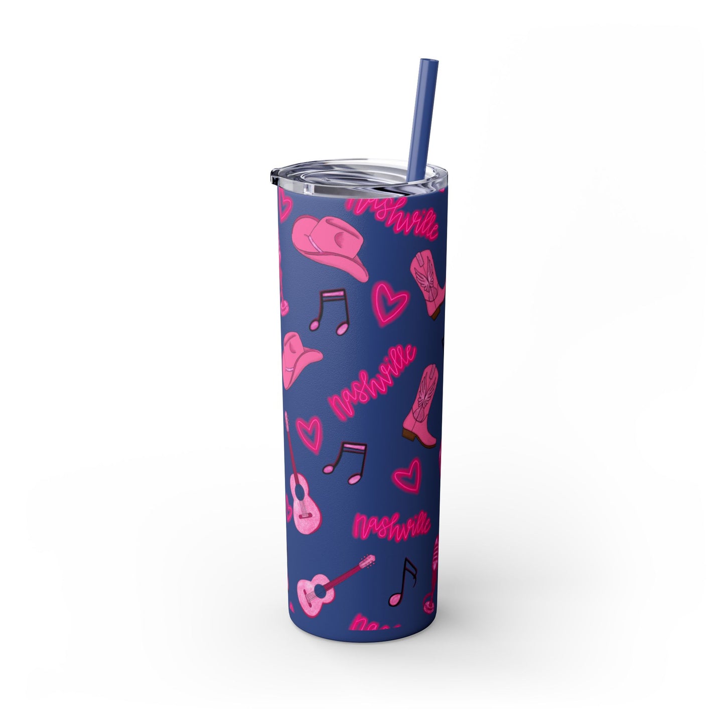 Pink Nashville Themed Skinny Tumbler | 20oz Drink Cup for Concerts, Parties, Gifts, Festivals, or Daily Use