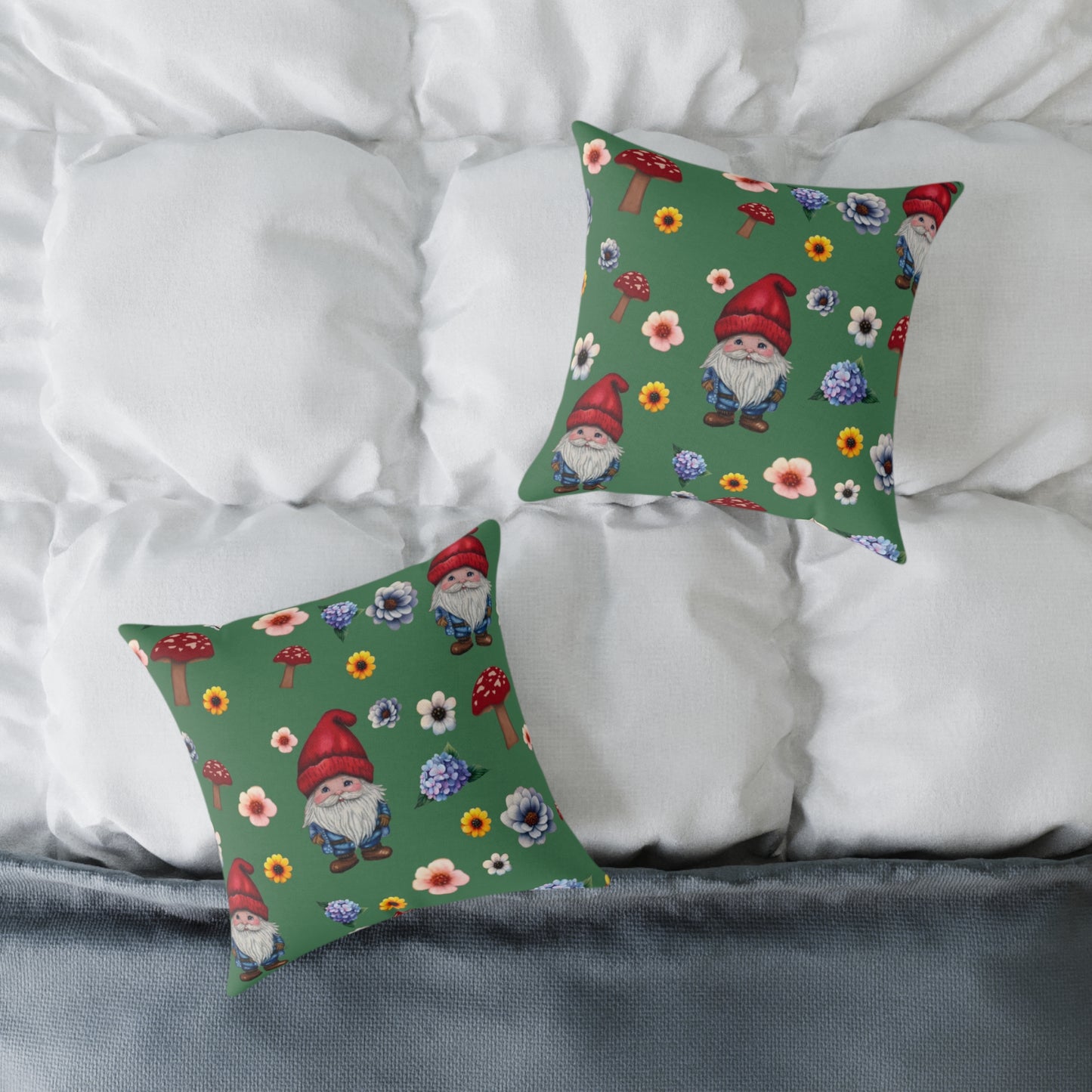Gnome Garden Decorative Pillow, Cozy Home Decor, Gift for Garden Lovers, Cute Couch Accent, Rustic Farmhouse Style