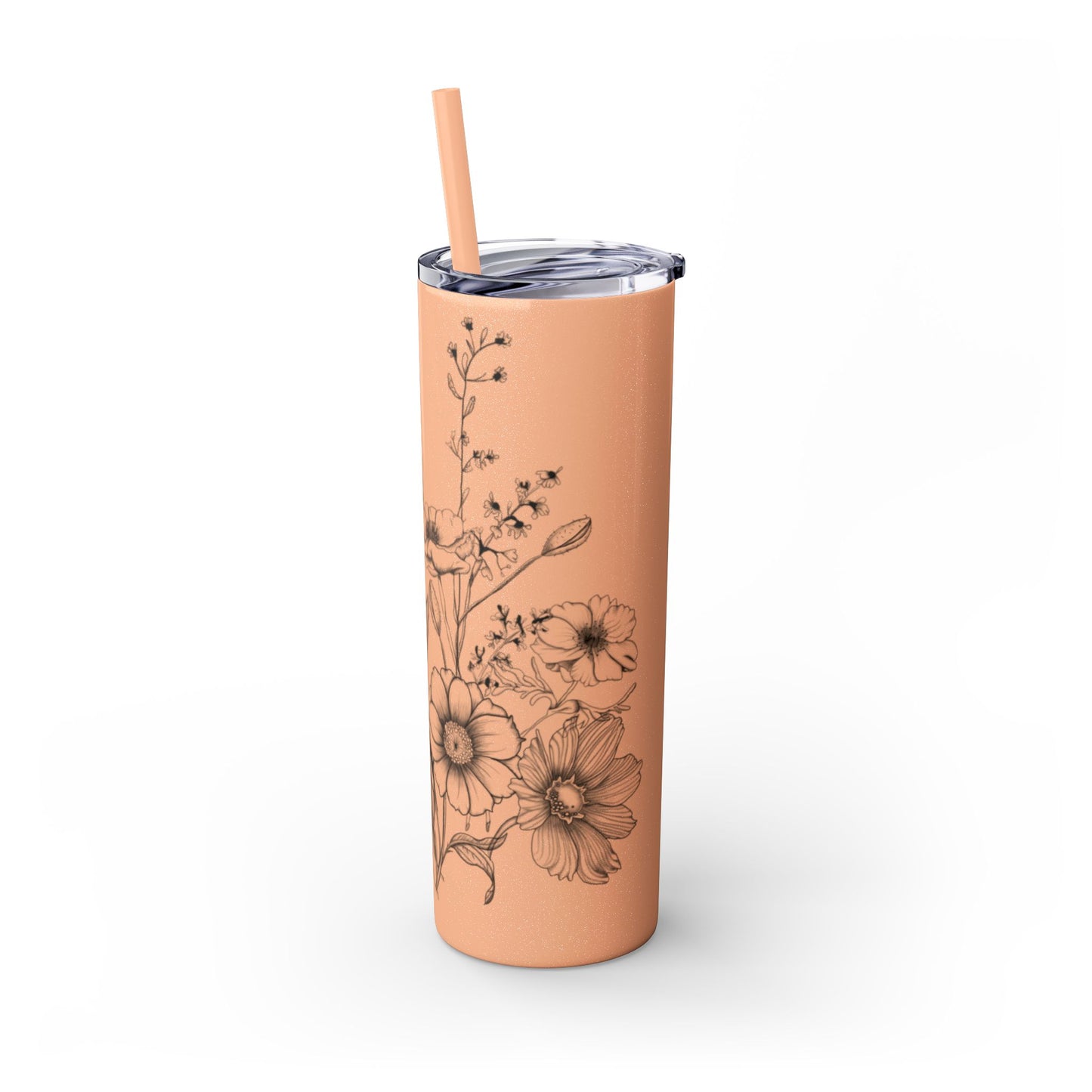 Floral Skinny Tumbler, Elegant Flower Design Drinkware, Perfect for Weddings, Gifts, or Everyday Use