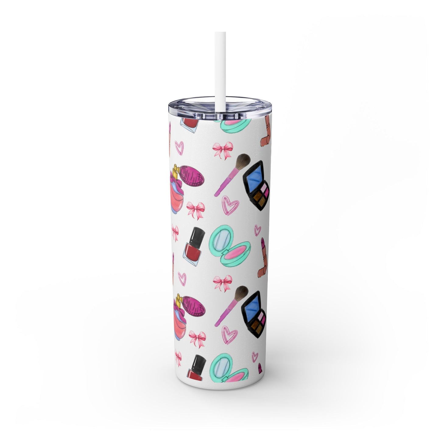 Cosmetic-Themed Skinny Tumbler with Straw | Perfect Gift for Makeup Lovers, Fashionistas, Beauty Enthusiasts, Birthday Celebrations, [...]
