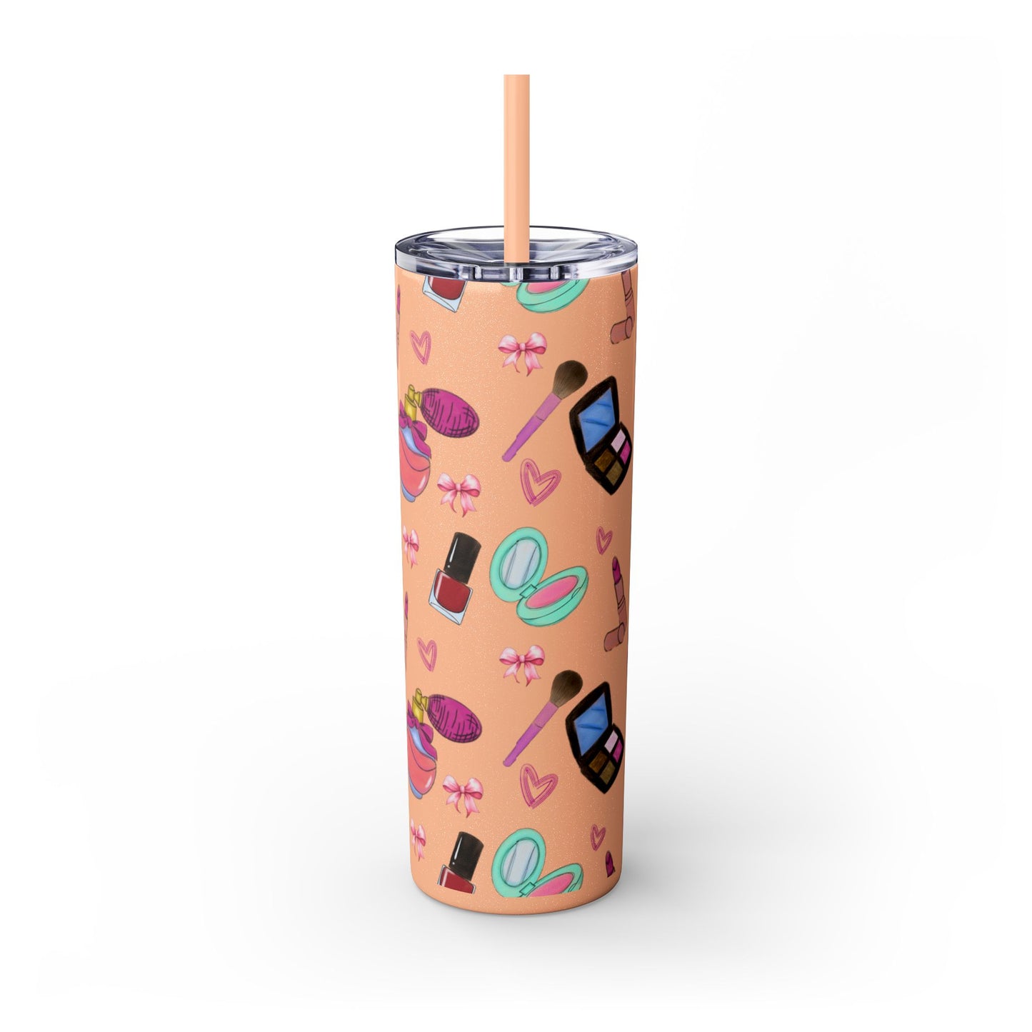 Cosmetic-Themed Skinny Tumbler with Straw | Perfect Gift for Makeup Lovers, Fashionistas, Beauty Enthusiasts, Birthday Celebrations, [...]