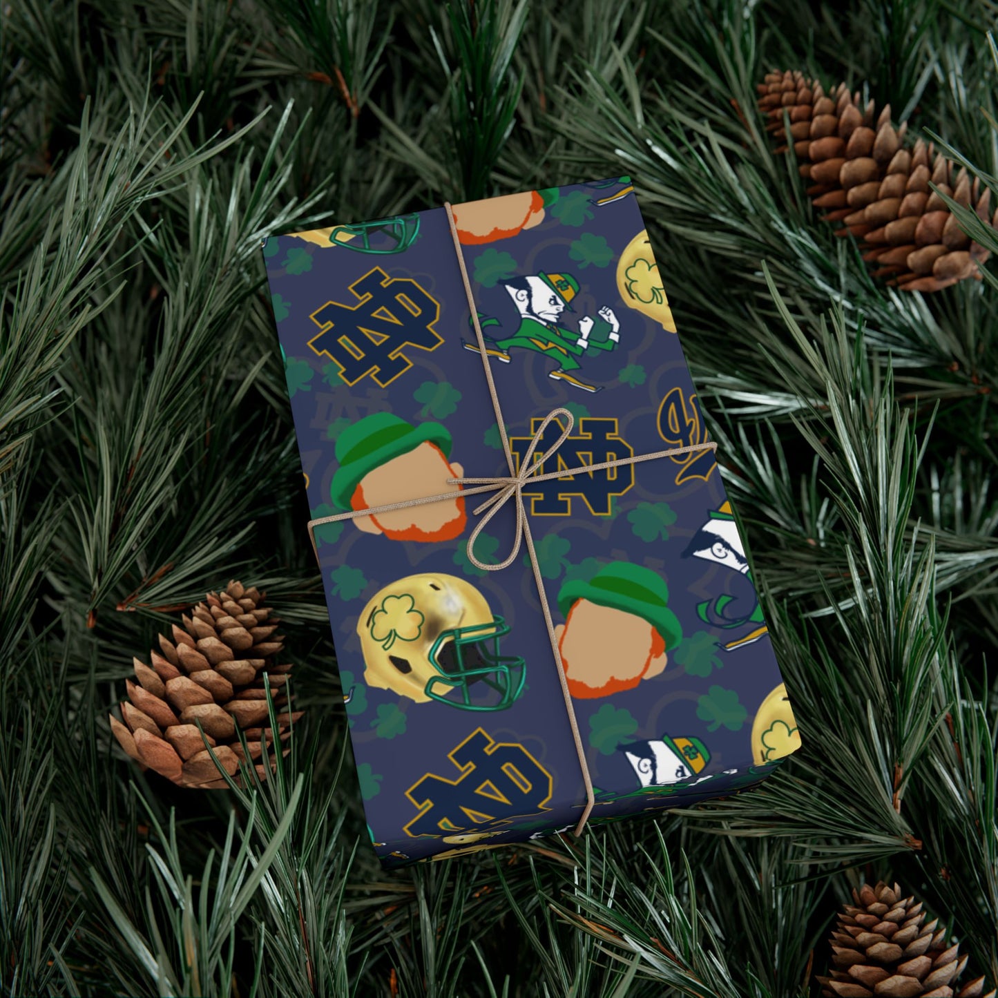 Notre Dame Fighting Irish Gift Wrap Paper – College Football Themed Wrapping Sheets