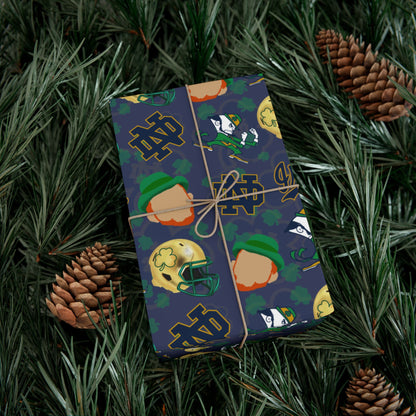 Notre Dame Fighting Irish Gift Wrap Paper – College Football Themed Wrapping Sheets