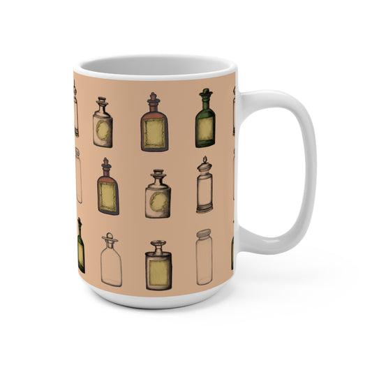 Vintage Apothecary Mug, 15oz Coffee Cup, Rustic Kitchen Decor, Unique Gift for Herbal Enthusiasts, Vintage Style Drinkware