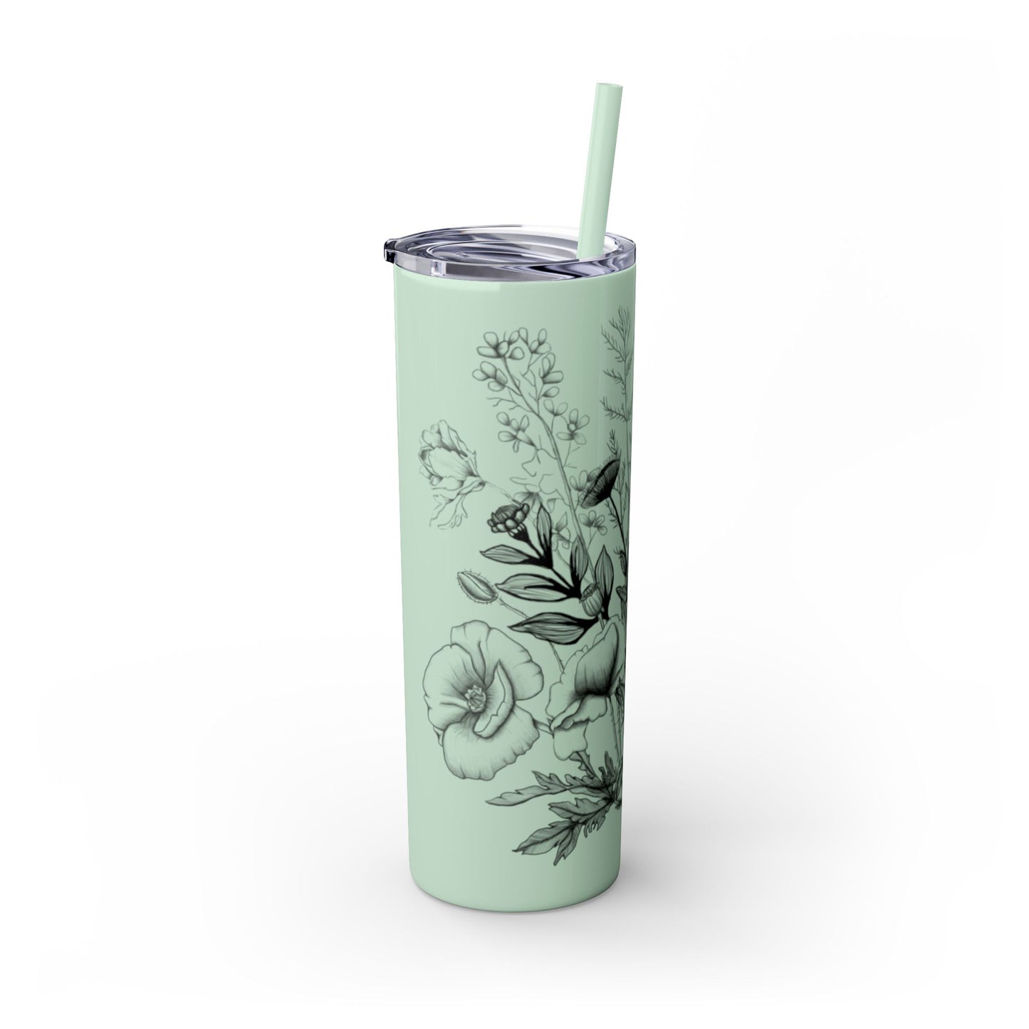 Floral Skinny Tumbler, Elegant Flower Design Drinkware, Perfect for Weddings, Gifts, or Everyday Use